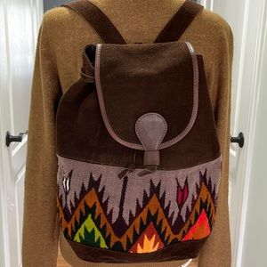 Suede and wool cute backpack